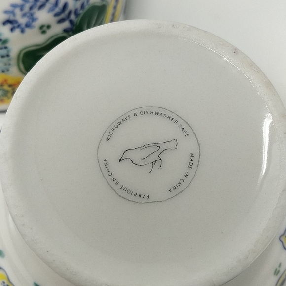 Anthropologie Large Footed Stoneware Floral Cups - Picture 7 of 7